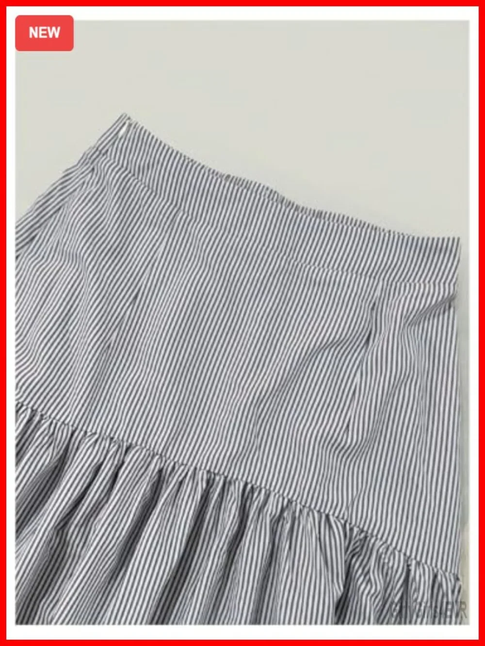 Striped High Waist Ruffle Hem Flowy A-Line Maxi Skirt